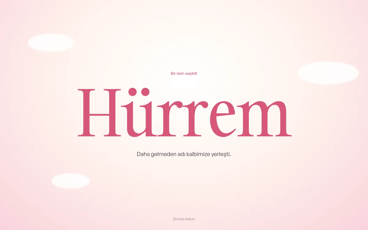Hürrem için bebek sayfası, bilgisayar görünümü
