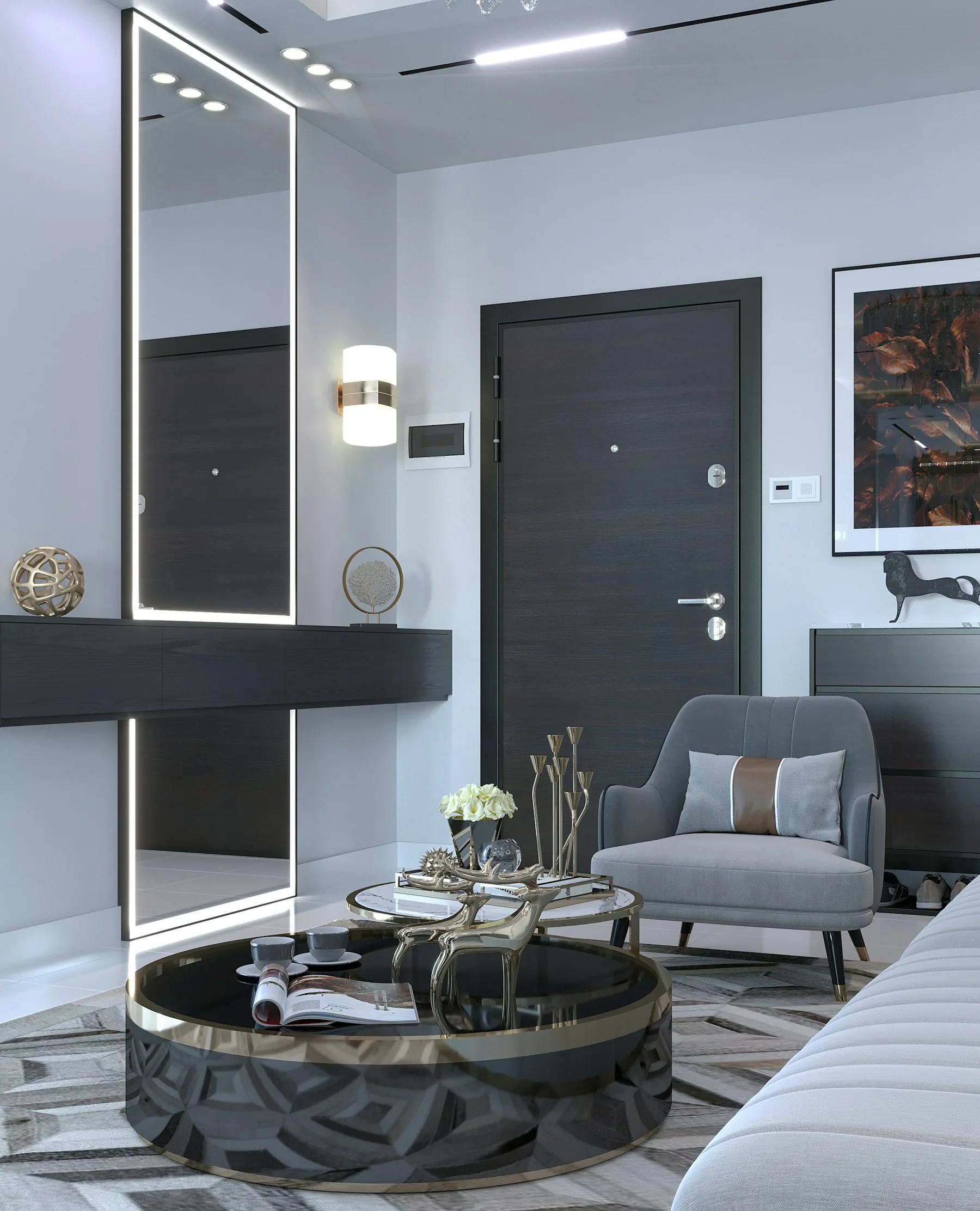 Siyah kapılı salon